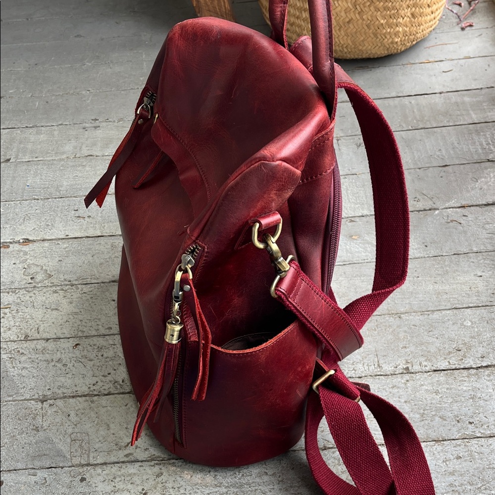 Chic Red Leather Backpack - Picture 7 of 14